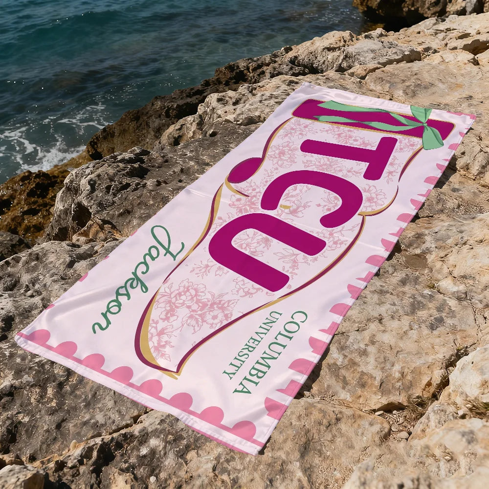 Personalized School Spirit Quick-Dry Beach Towel | 11 Sizes Quick-Dry Beach Towel Peaceful Pleasures Health and Wellness