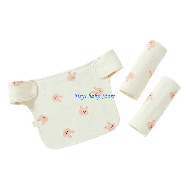 Soft Cotton Baby Drool Bib & Detachable Shoulder Strap Set