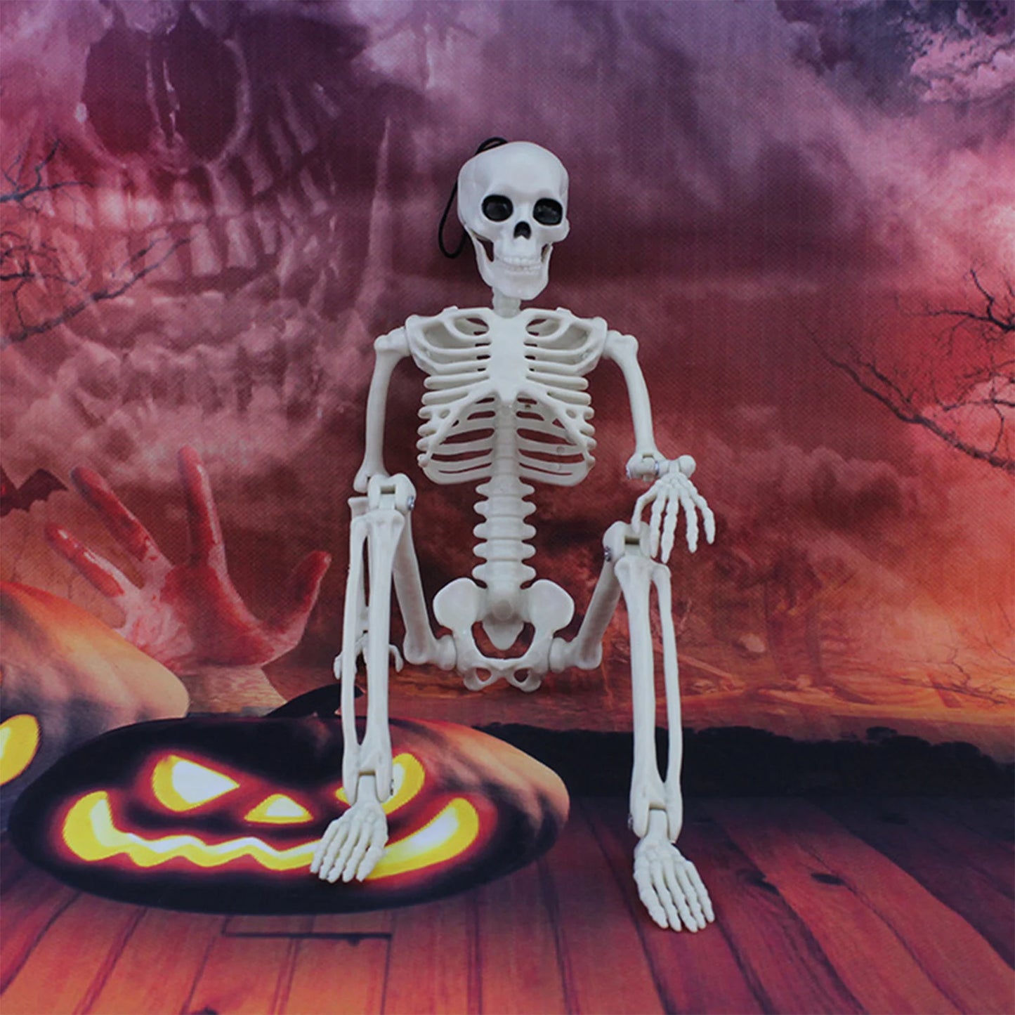 Halloween Life Size Skeleton Full Body 40cm Posable Halloween Skeleton Decor with Movable Joints for Haunted Houses Cemeteries Peaceful Pleasures Health and Wellness