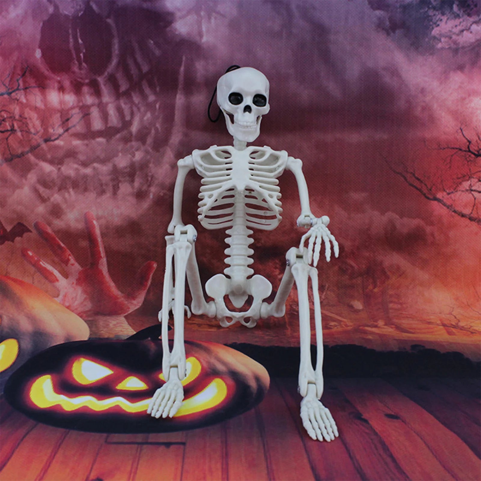 Halloween Life Size Skeleton Full Body 40cm Posable Halloween Skeleton Decor with Movable Joints for Haunted Houses Cemeteries Peaceful Pleasures Health and Wellness