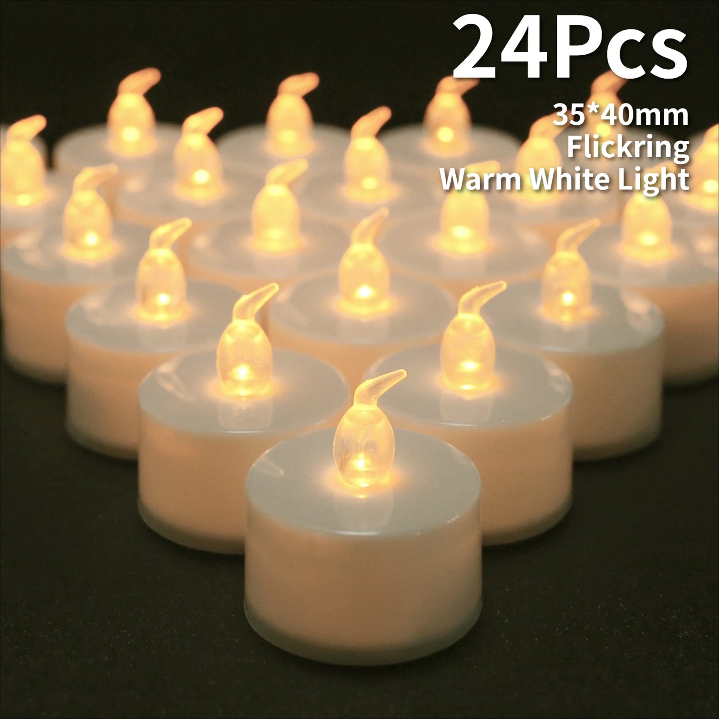 LED Tea Lights Candles Realistic Flickering Battery Operated Tealights Long Lasting Electric Candles for Christmas Wedding Decor Peaceful Pleasures Health and Wellness 24Pc without Control 1