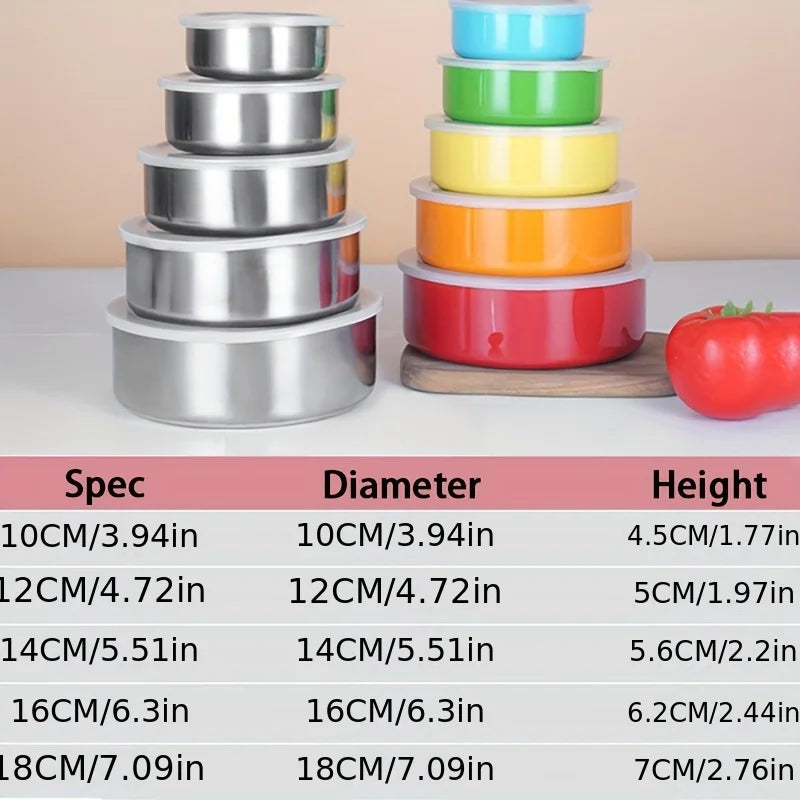 5pcs Storage Containers, Multipurpose Stainless Steel Reusable Food Storage Containers With Lids, Leak Proof And Durable Food Se Peaceful Pleasures Health and Wellness