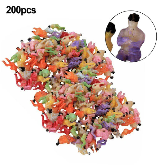 200pcs Painted Model People Figures | 1:100 HO TT Scale Railway Scale Model Figures Oasis Select Default Title