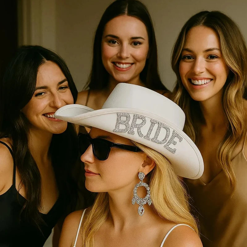 Bride Pearl White Cowboy Hat | Western Bachelorette Wedding Bridal Cowboy Hat Peaceful Pleasures Health and Wellness