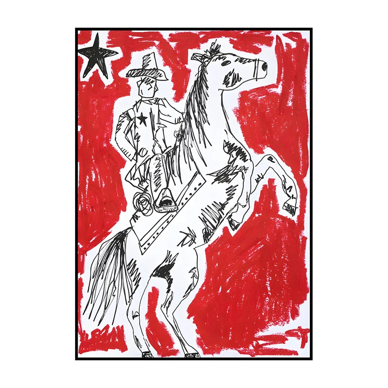 Western Cowboy Canvas Wall Art | Vintage Retro Poster Print