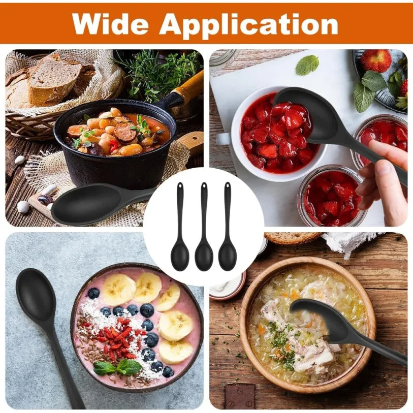 Food Grade Silicone Soup Spoon – Long Handle, Heat Resistant