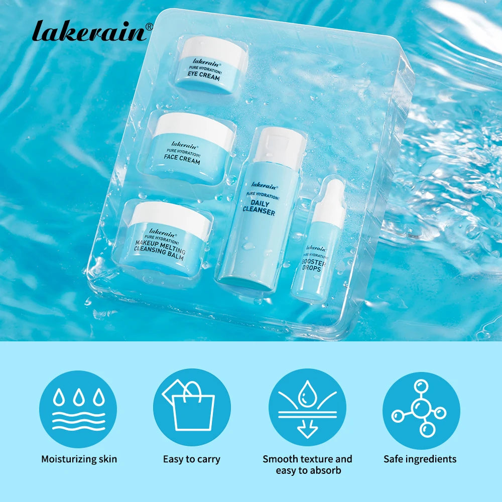 Mini Skincare Set Cream Serum Facial Cleanser Eye Cream Moisturizing Whitening Face Skin Care Travel Facial First Aid Set Peaceful Pleasures Health and Wellness