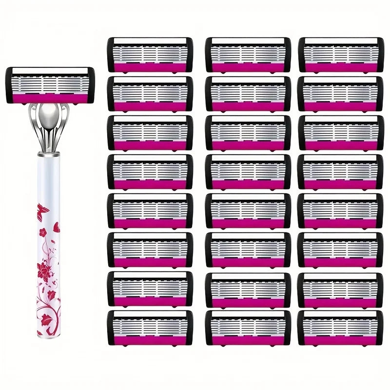 Men's 6-Blade Reusable Razor with Replaceable Head