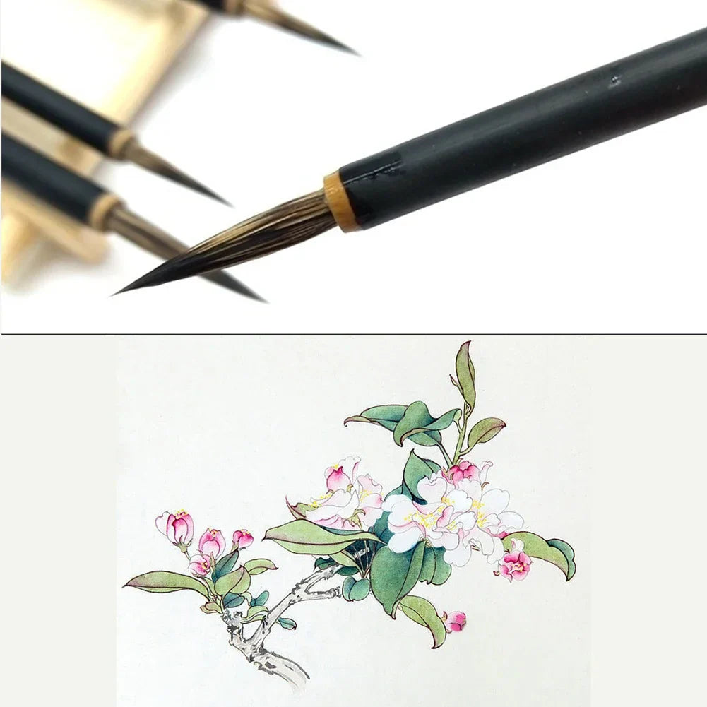 3-Piece Chinese Calligraphy Hook Line Fine Paint Brush Set