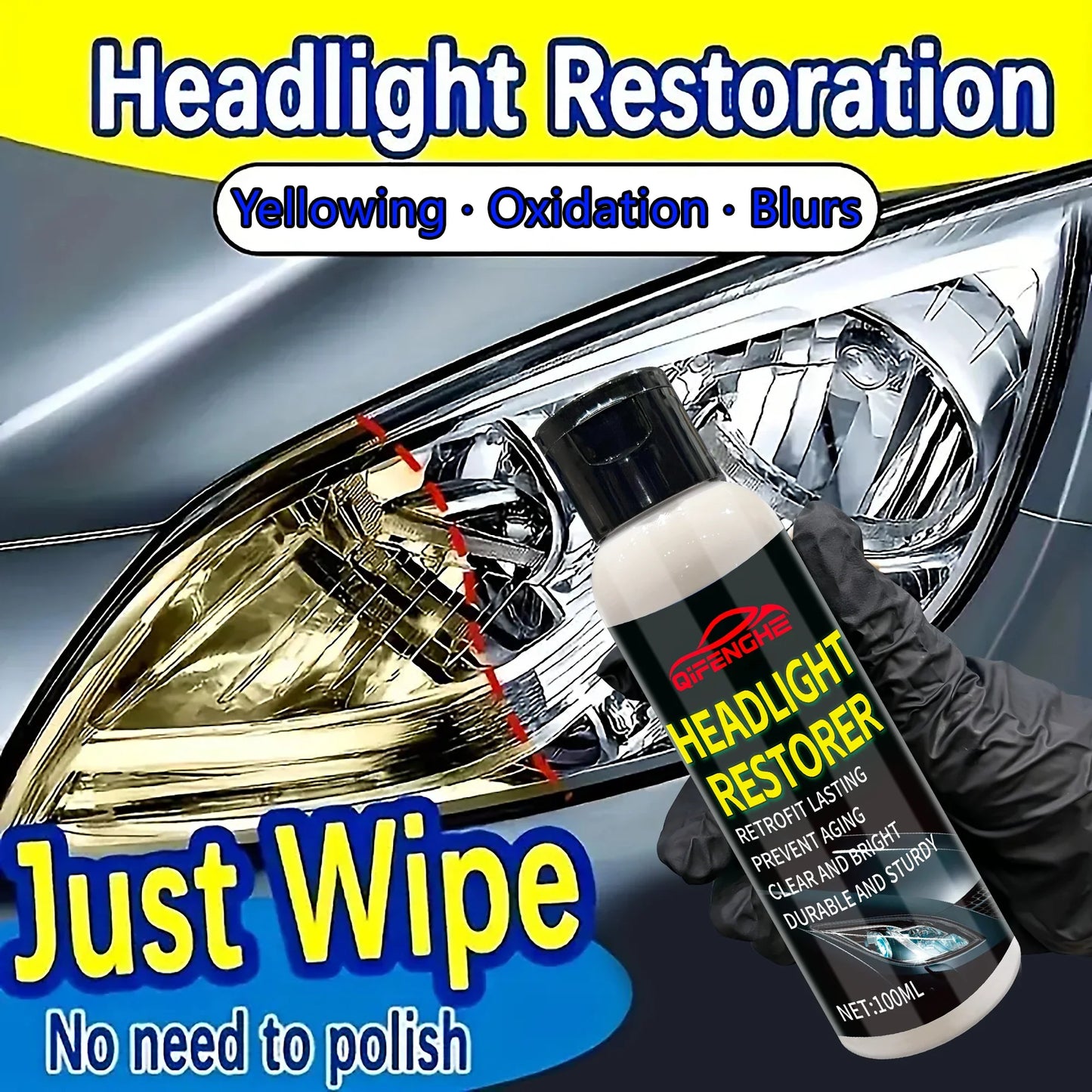 Headlight Lens Restorer – Remove Oxidation, Yellowing & Haze
