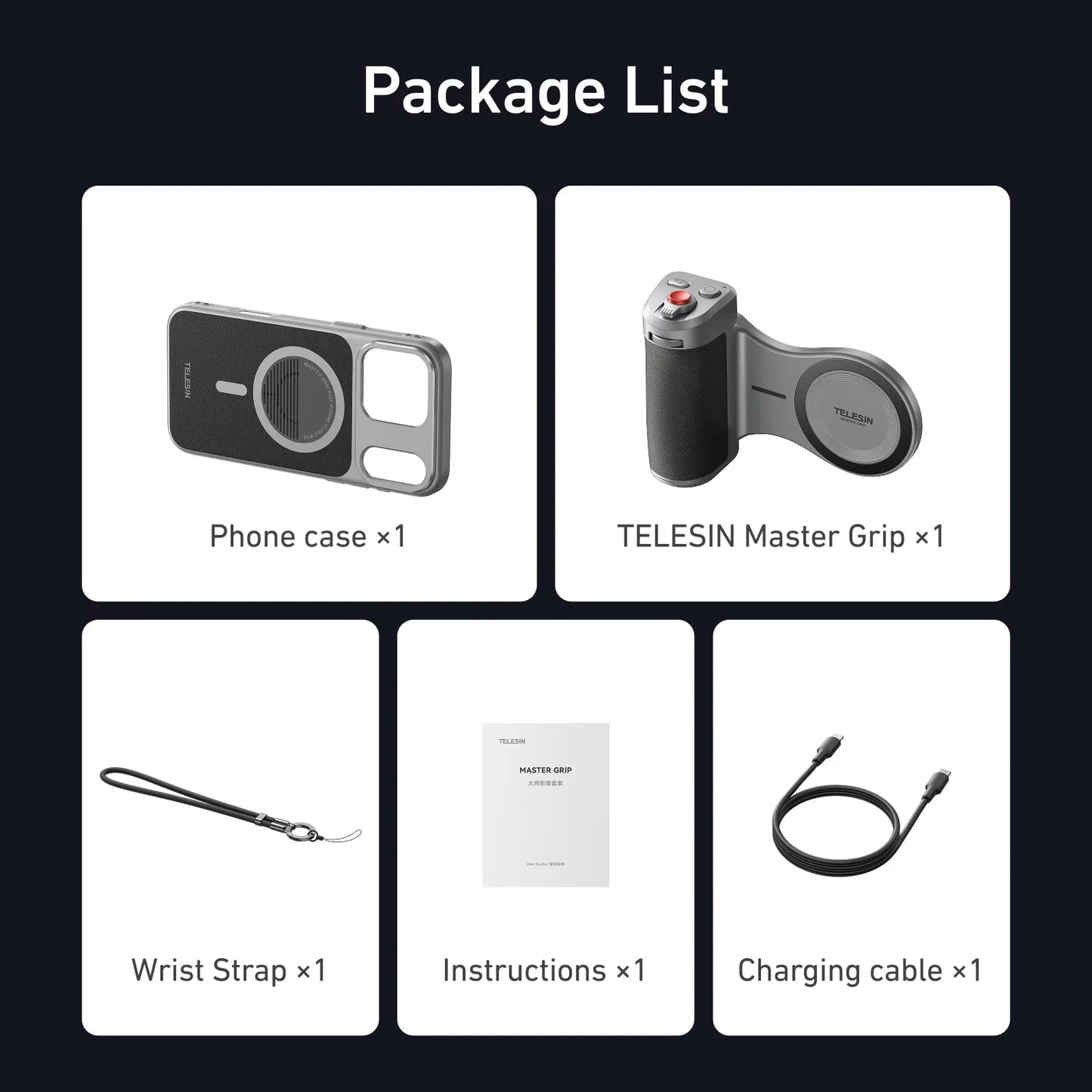TELESIN Master Phone Camera Grip Set for IPhone17 Pro / Pro Max Magnetic Phone Camera Hand Grip Holder Remote Shutter Handheld Peaceful Pleasures Health and Wellness Pro Max Standard set