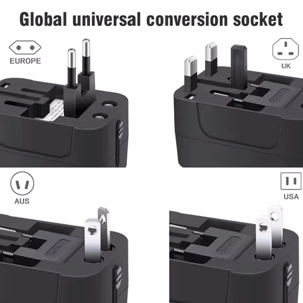 Universal Travel Adapter 2 USB + Type-C | US UK EU AU