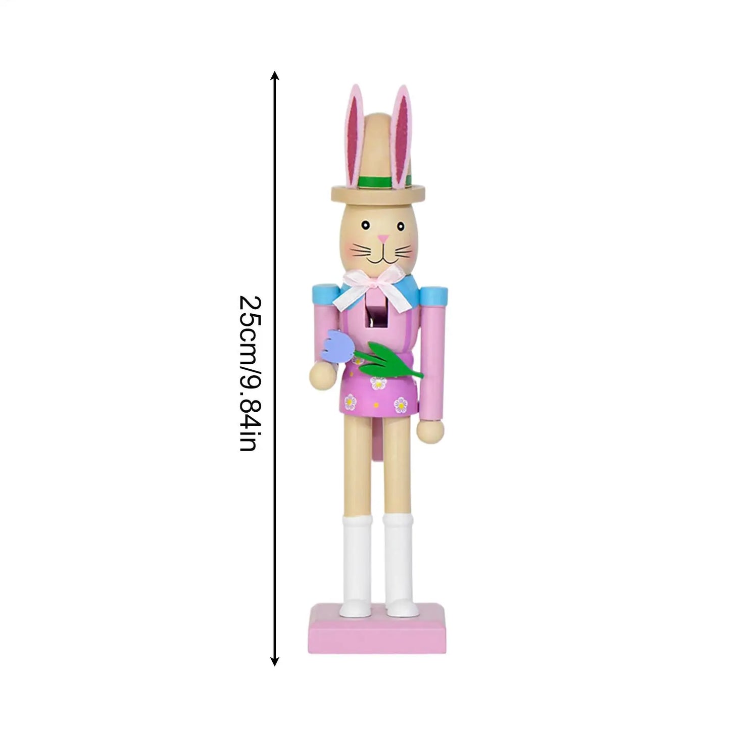 Easter Bunny Nutcracker Figure | Spring Rabbit Table Statue Holiday Figurine Peaceful Pleasures Health and Wellness
