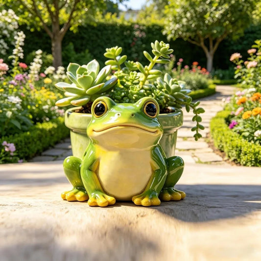 Resin Frog Flower Pot – Funny Garden Succulent & Pencil Holder Resin Decorative Planter Oasis Select