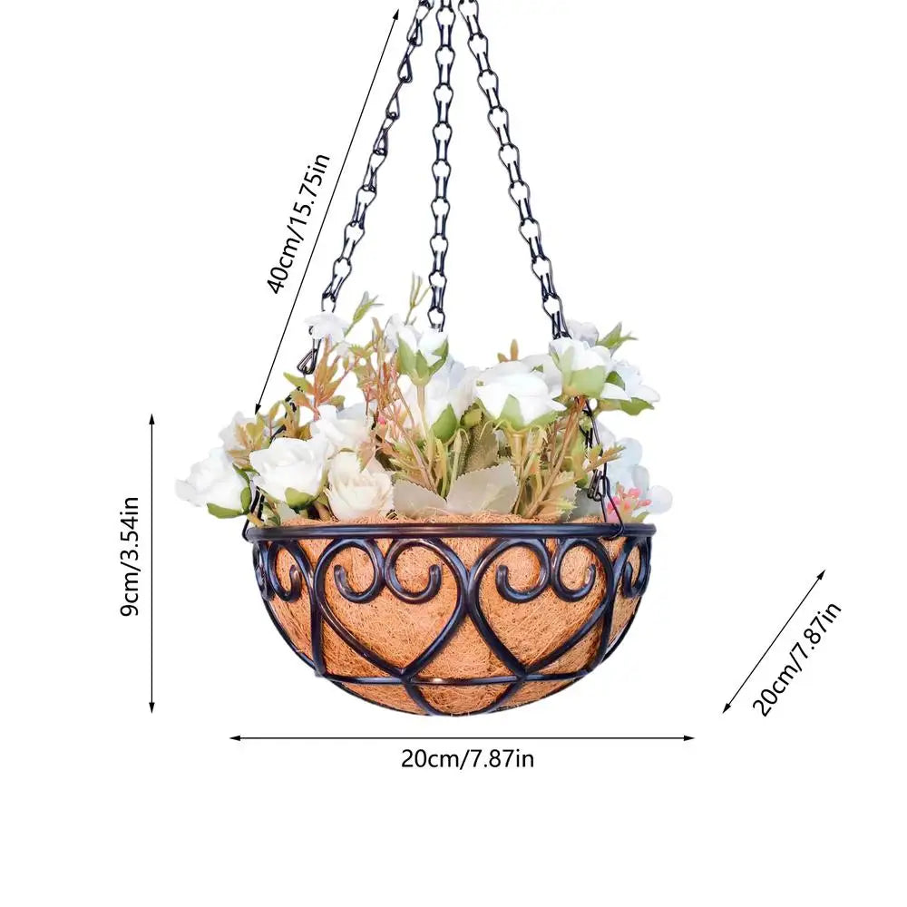 Resin Hanging Planter Basket with Chain | Indoor & Outdoor