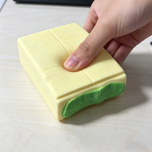 Squishy Simulated Butter Block Squeeze Toy Soft Stress Relief Slow Rising Sensory Fidget for Anxiety ADHD Autism Gifts for Kids Peaceful Pleasures Health and Wellness