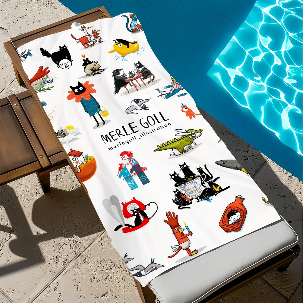 Cute Cat Art Beach Towel | Quick Dry Soft Pool & Travel Towel Quick Dry Beach Towel Peaceful Pleasures Health and Wellness z3 STJ80x160CM