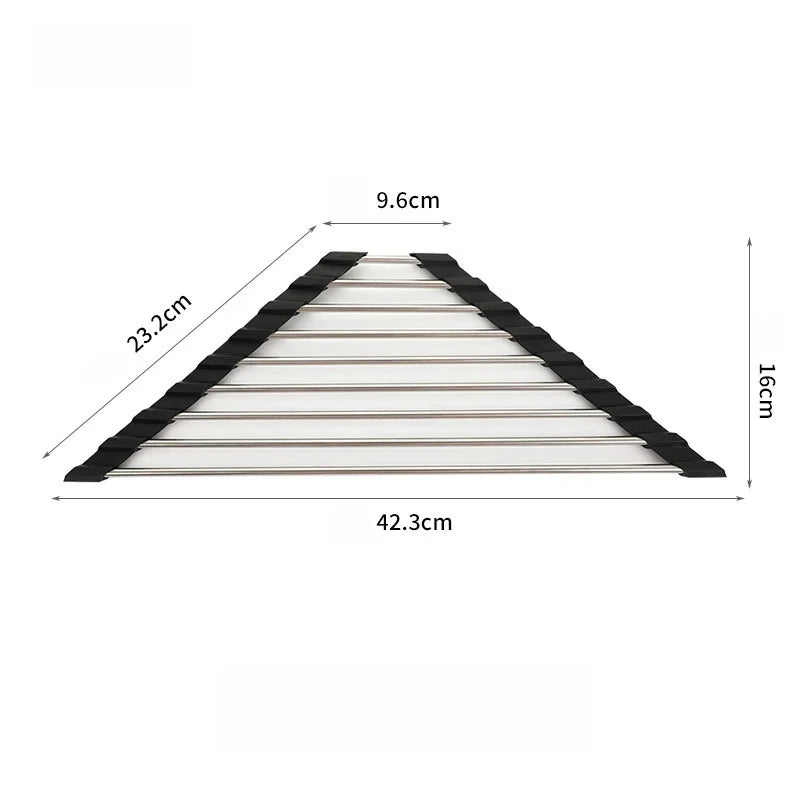 Triangle Roll-Up Dish Drying Rack | Over-Sink Stainless Steel