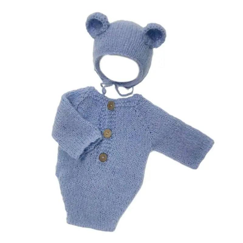 Baby Bear Newborn Photo Prop Set – Soft Romper & Hat 0–6M