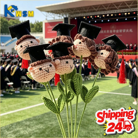 Graduation Crochet Bouquet with Cap | Handmade Knitted Flowers Crochet Flower Bouquet Oasis Select