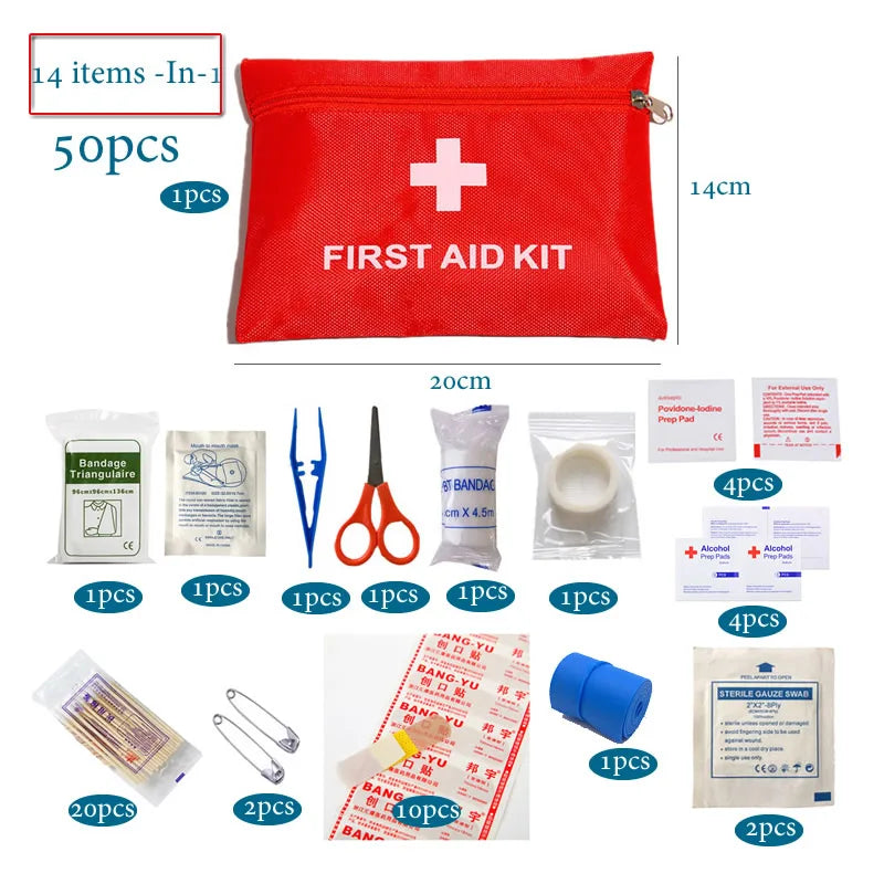 50-Piece Portable First Aid Kit – Car, Home, Travel & Outdoor