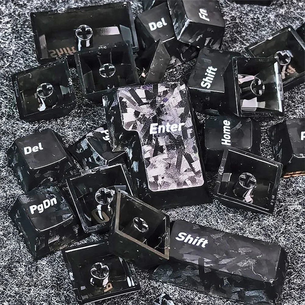Carbon Fiber 132-Key Transparent Keycaps | RGB Mechanical Keyboard
