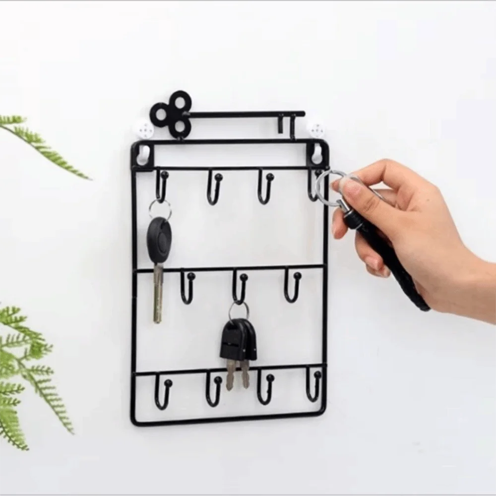 Iron 11 Key Hooks Modern Style Practical Jacket Hat Storage Rack Wall Mounted Storage Hook For Entryway Kitchen Office Decor Peaceful Pleasures Health and Wellness