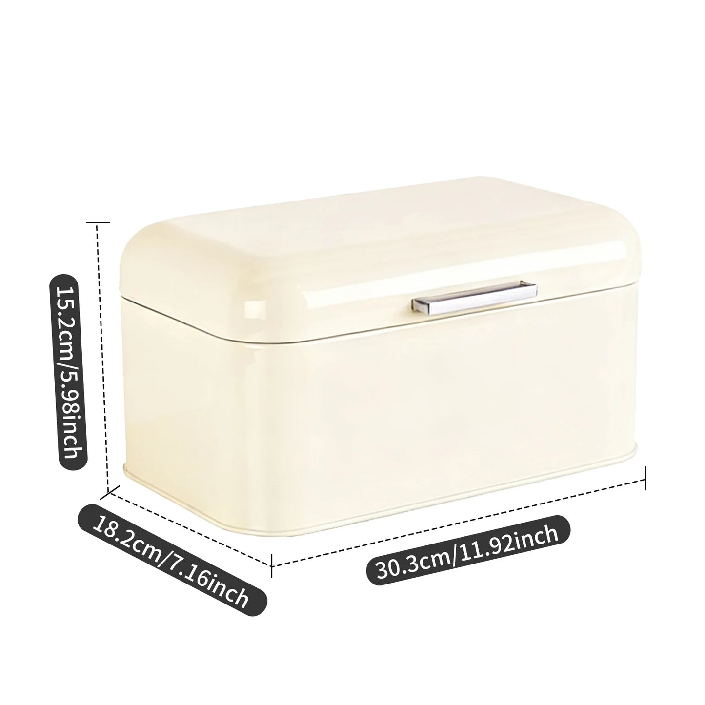 New Retro Metal Bread Box Solid Bread Bin Bread Storage Boxes Food Storage Containers for Kitchen Iron Household Food Container Peaceful Pleasures Health and Wellness milky white