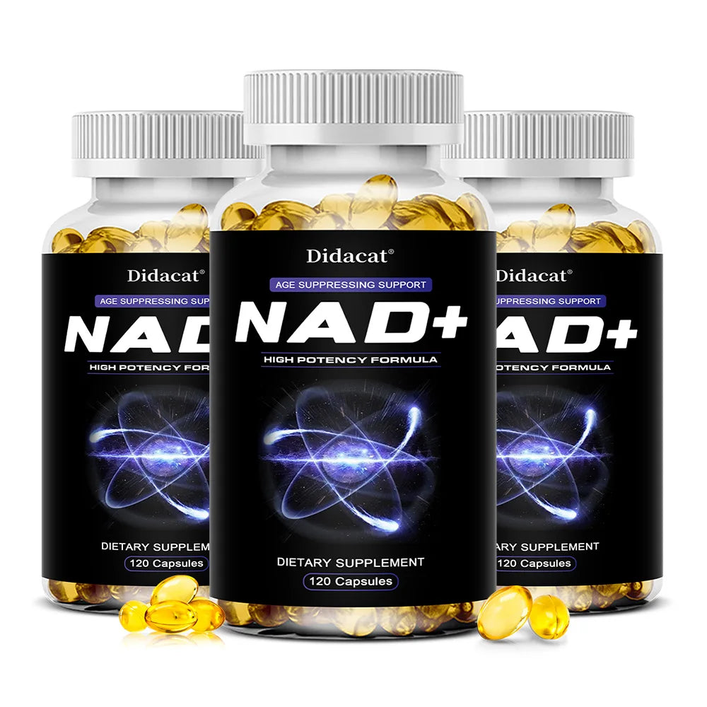 NAD+ Capsules with Resveratrol & Quercetin, Cellular Wellness Supplement for Mitochondrial, Brain, Heart & Daily Stamina Support Peaceful Pleasures Health and Wellness 120 count-3 bottle