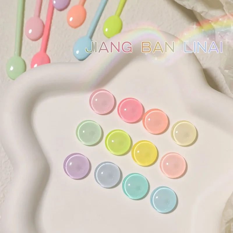 12-Color Macaron Gel Nail Polish Set – Pastel Jelly UV LED 15ml