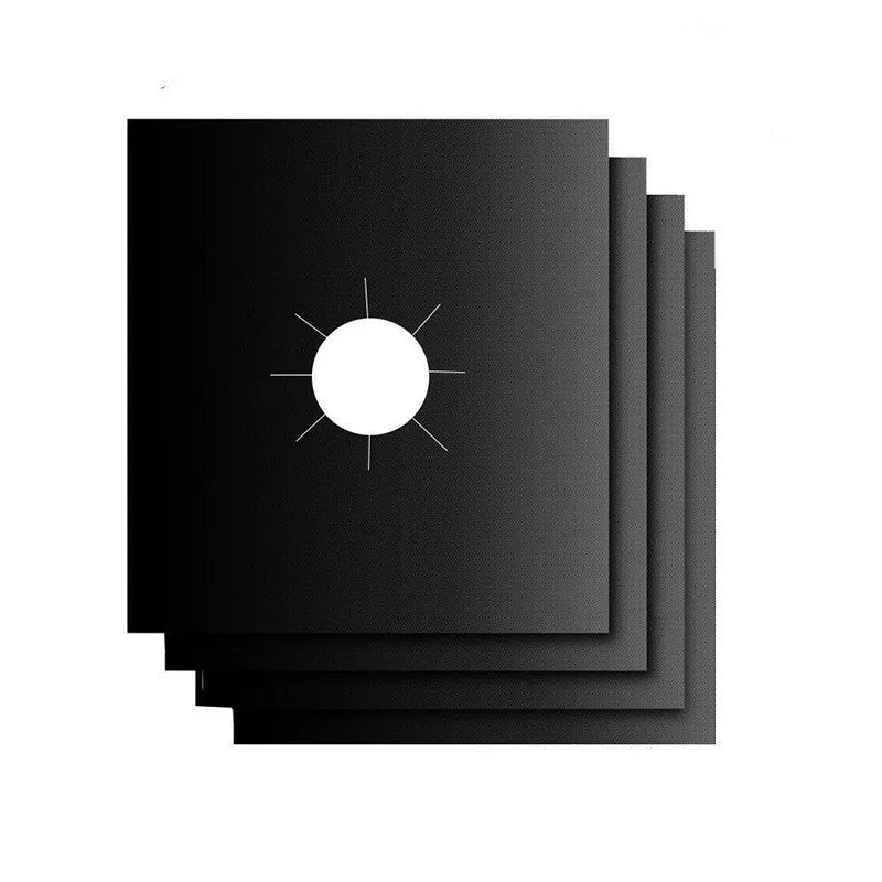 4Pcs Gas Stove Protectors Kitchen Reusable Burner Covers Mat Protector Cleaning Pad Liner Cover top gas stove protectors Peaceful Pleasures Health and Wellness 4pcs black