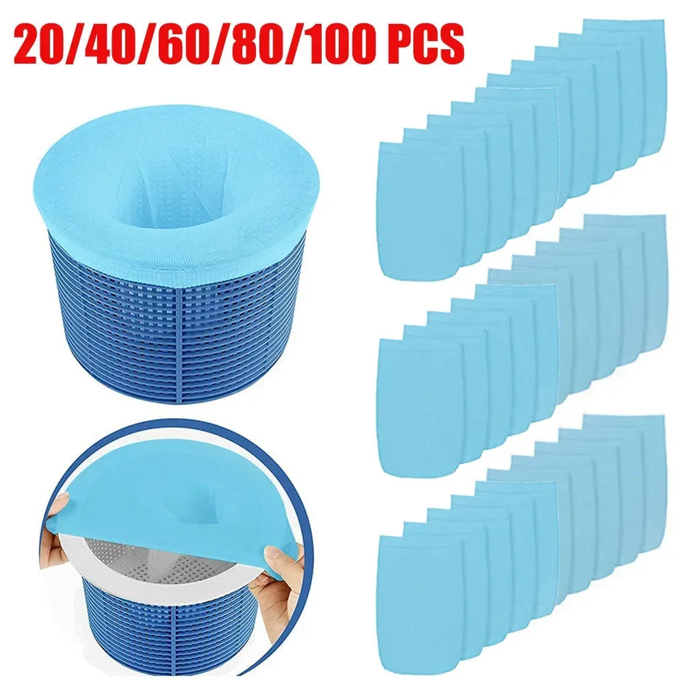 Nylon Pool Skimmer Filter Socks – White/Blue, 5 to 100 Pack Peaceful Pleasures Health and Wellness