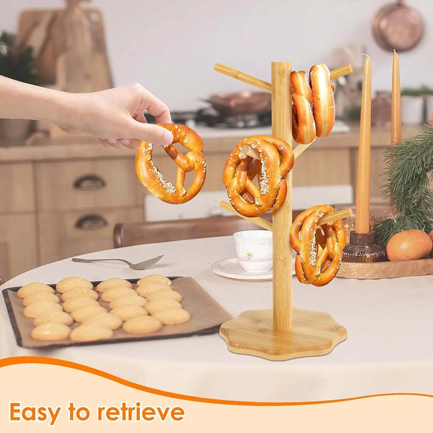 Wooden Tree Pretzel & Sausage Display Stand | Bamboo