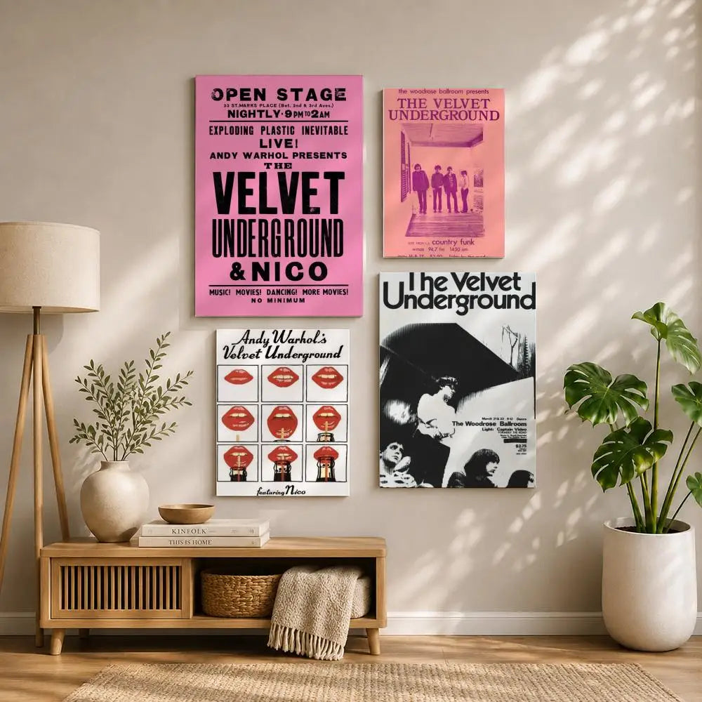 Band T-The Velvet UndergroundS Poster HD Self Adhesive Waterproof Wall Art Ideal for Home Office Dorm Bedroom Great Gift Peaceful Pleasures Health and Wellness