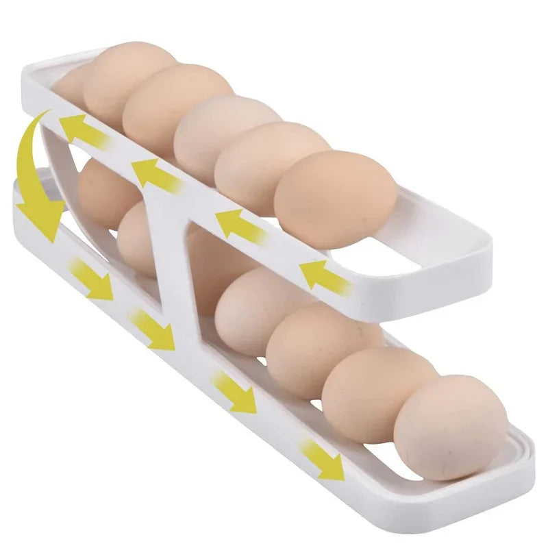 Automatic Rolling Egg Holder Rack Fridge Storage Box Egg Container Kitchen Refrigerator Egg Dispenser Fridge Organizer Peaceful Pleasures Health and Wellness