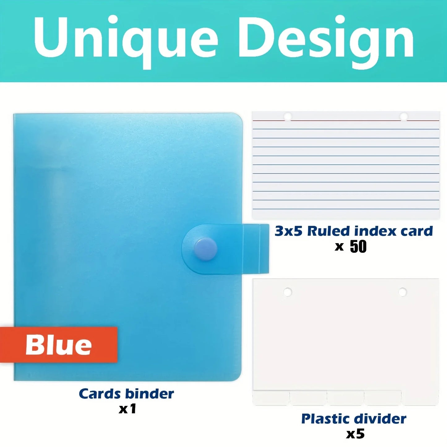 50-Page Lined Index Card Binder Set with Dividers & Flashcards