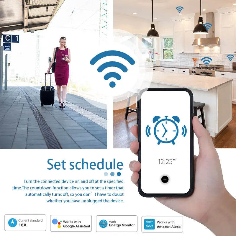 Tuya WiFi Smart Plug 16A/20A | Power Monitor & Timer EU