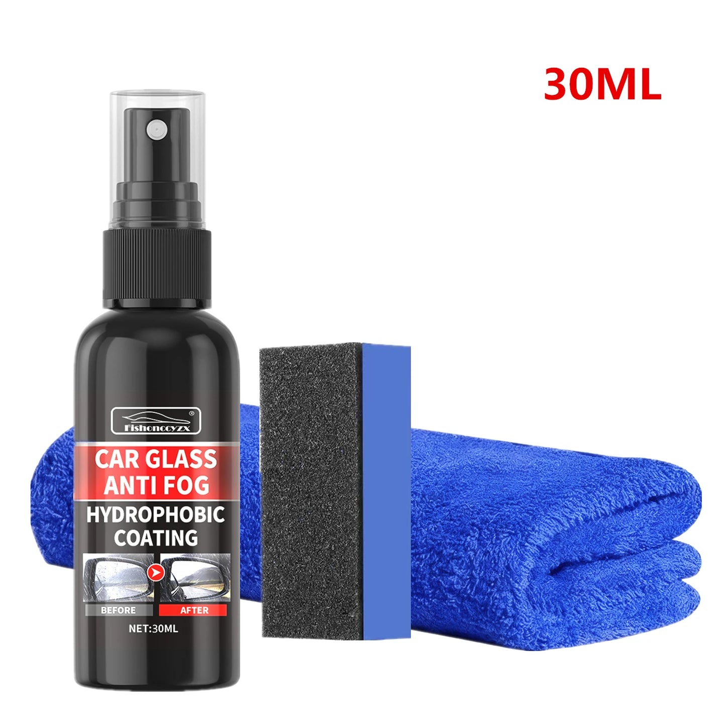 Car Glass Anti-rain Water Spray Repellent Nano Coating Hydrophobic Waterproof Agent Oil Film Removing Auto Glass Film Agent Peaceful Pleasures Health and Wellness 30ML SET