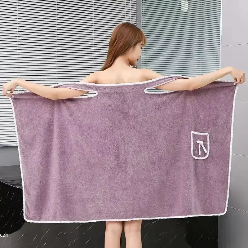 Women's Wearable Bath Towel Wrap | Fast-Dry Spa Bathrobe Wearable Bath Wrap Peaceful Pleasures Health and Wellness purple