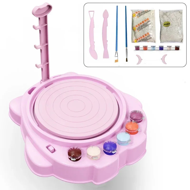 Electric Pottery Wheel with Manual Handle & Foot Pedal: For School Ceramic DIY and Art Craft Peaceful Pleasures Health and Wellness PINK