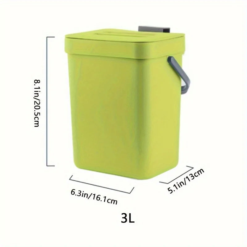 Quiet-Close Sealed Trash Can 3/5L – Space-Saving Kitchen & Office Bin