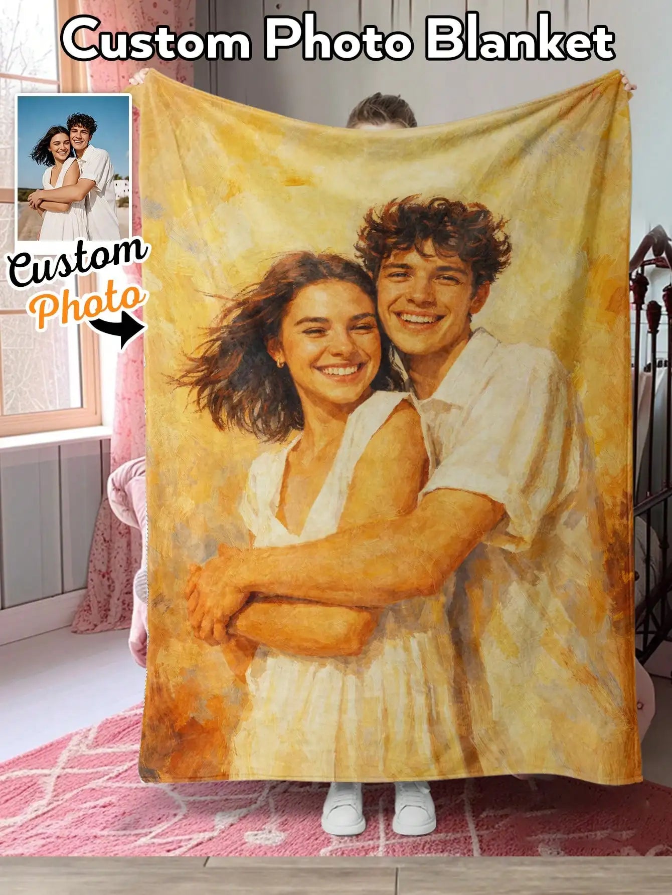 Custom AI Style Photo Blanket Personalized Fleece Throw 4 Designs Gift For Family Couples Mother Father Anniversary Christmas Peaceful Pleasures Health and Wellness AI style 4 Lapghan 100x120cm