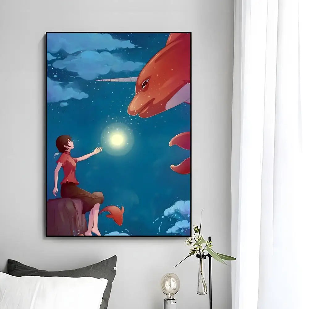 Fantasy Romantic Movie Anime B-Big Fish & Begonia Poster Wall Art Print Poster Decorative Mural Home Decor Gift Unframed Peaceful Pleasures Health and Wellness White13 40x60cm Unframed