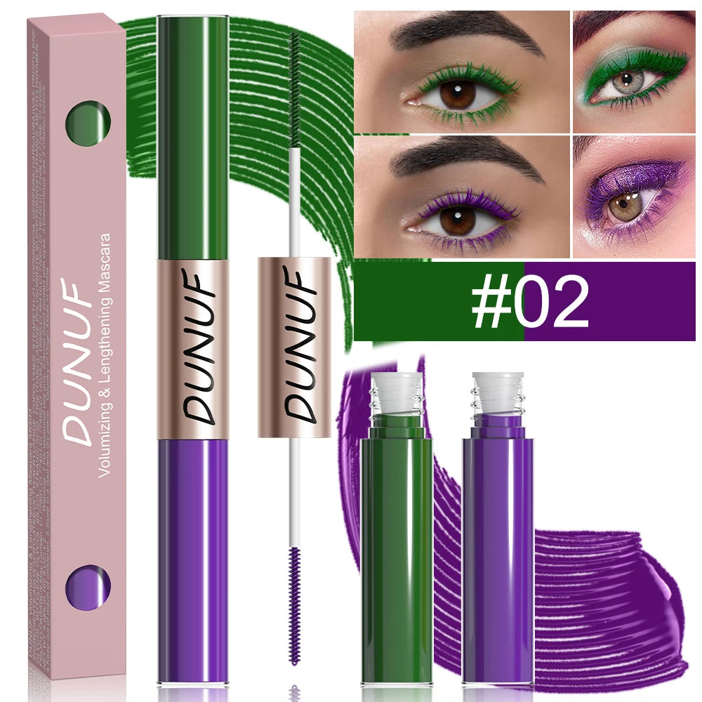 Dual-Ended Color Mascara Long-Lasting Waterproof Volumizing Lengthening Curling Eyelash Makeup for Women Peaceful Pleasures Health and Wellness 02