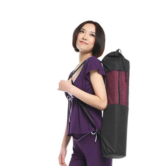 Nylon Mesh Yoga Mat Bag Carrier with Adjustable Strap Yoga Mat Carrier Peaceful Pleasures Health and Wellness