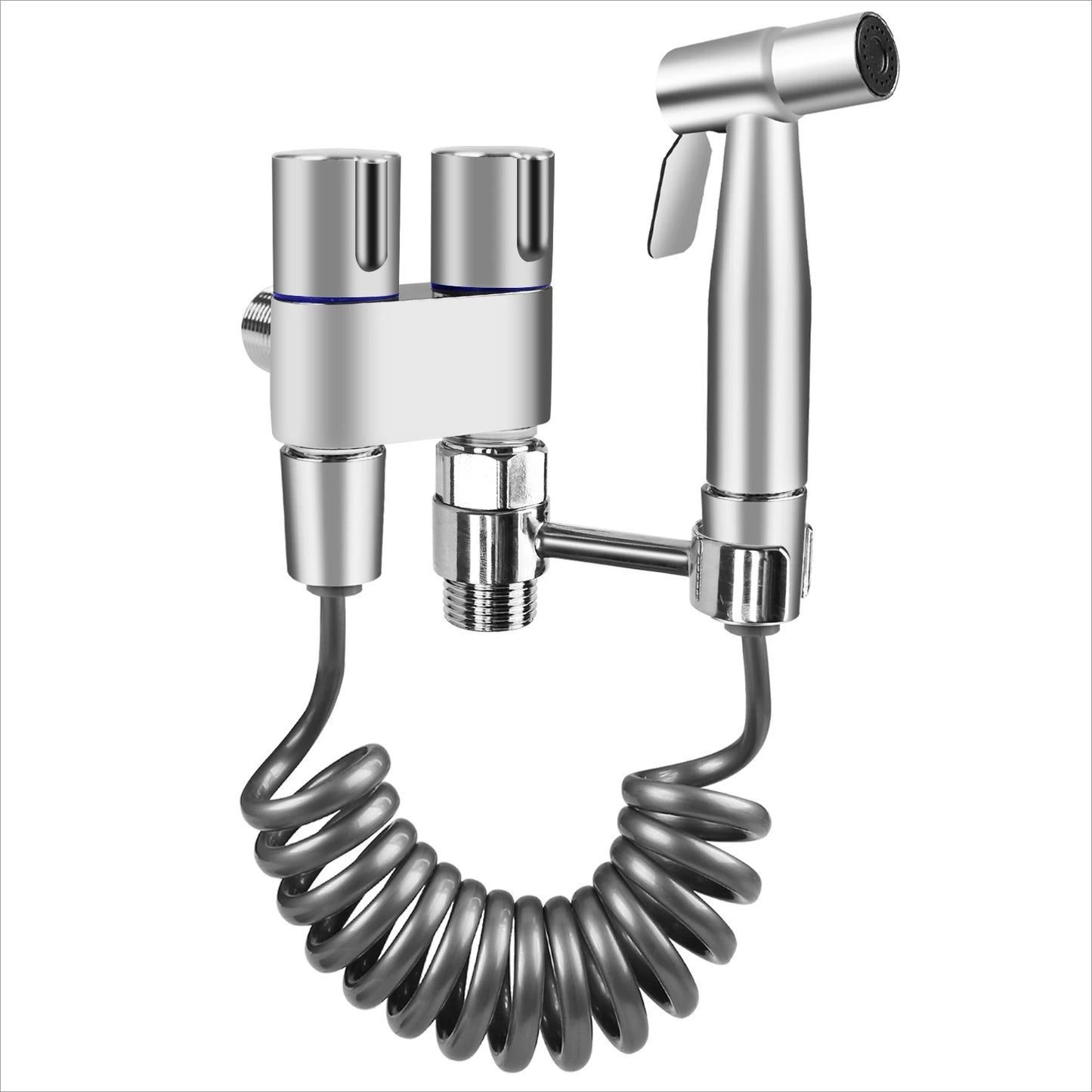 Stainless Steel Faucet Spray Gun Handheld Toilet Bidet Faucet Stainless Steel Hand Bidet Sprayers Brushed Water Sprayer Peaceful Pleasures Health and Wellness Double Control 3