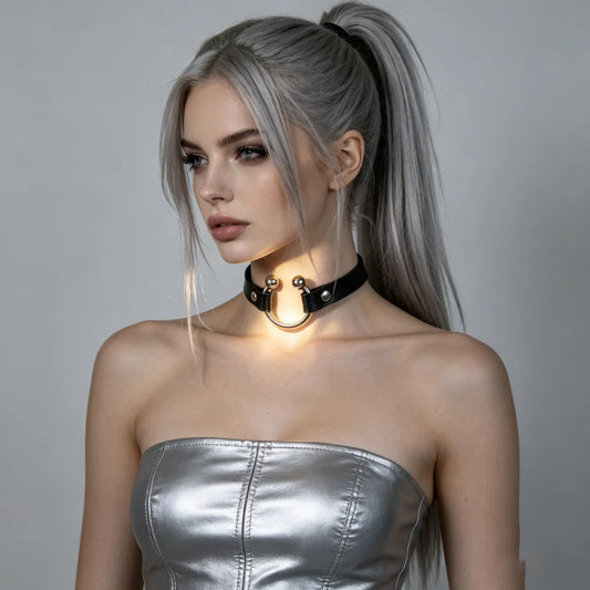 Vintage Y2K Necklace Belt Women Fashion Punk Pu Leather Choker Collar Peaceful Pleasures Health and Wellness