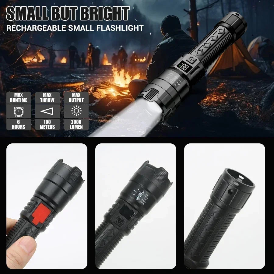 ZHIYU 2000LM Rechargeable LED Flashlight | Zoomable Tactical Torch