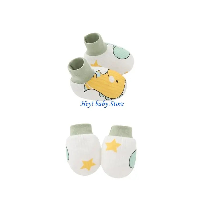 Baby Anti-Scratch Mittens & Socks Set – 2 Pairs Soft Cotton