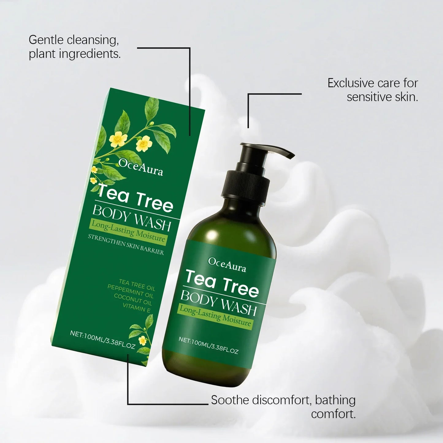 OceAura Tea Tree Body Wash – Hydrating Daily Shower Gel